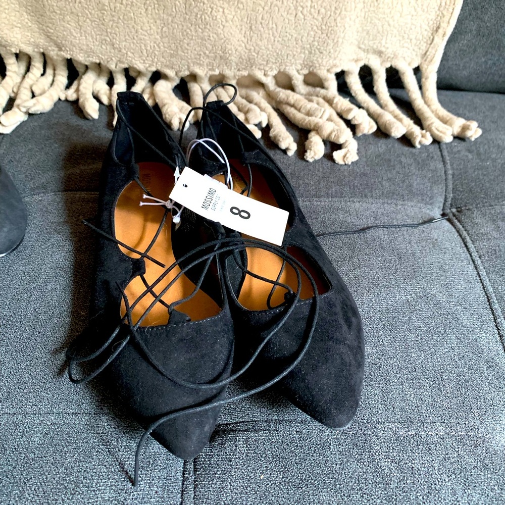 Black lace up flats